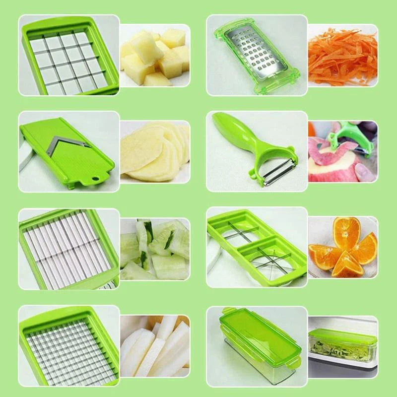 Avtoit | 12-in-1 Multifunctional Vegetable Slicer with Interchangeable Blades and Catching Container