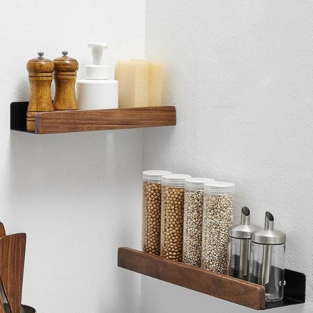 Avtoit | Solid Wood Bathroom Shelf – No-Drill Wall-Mounted Organiser Rack