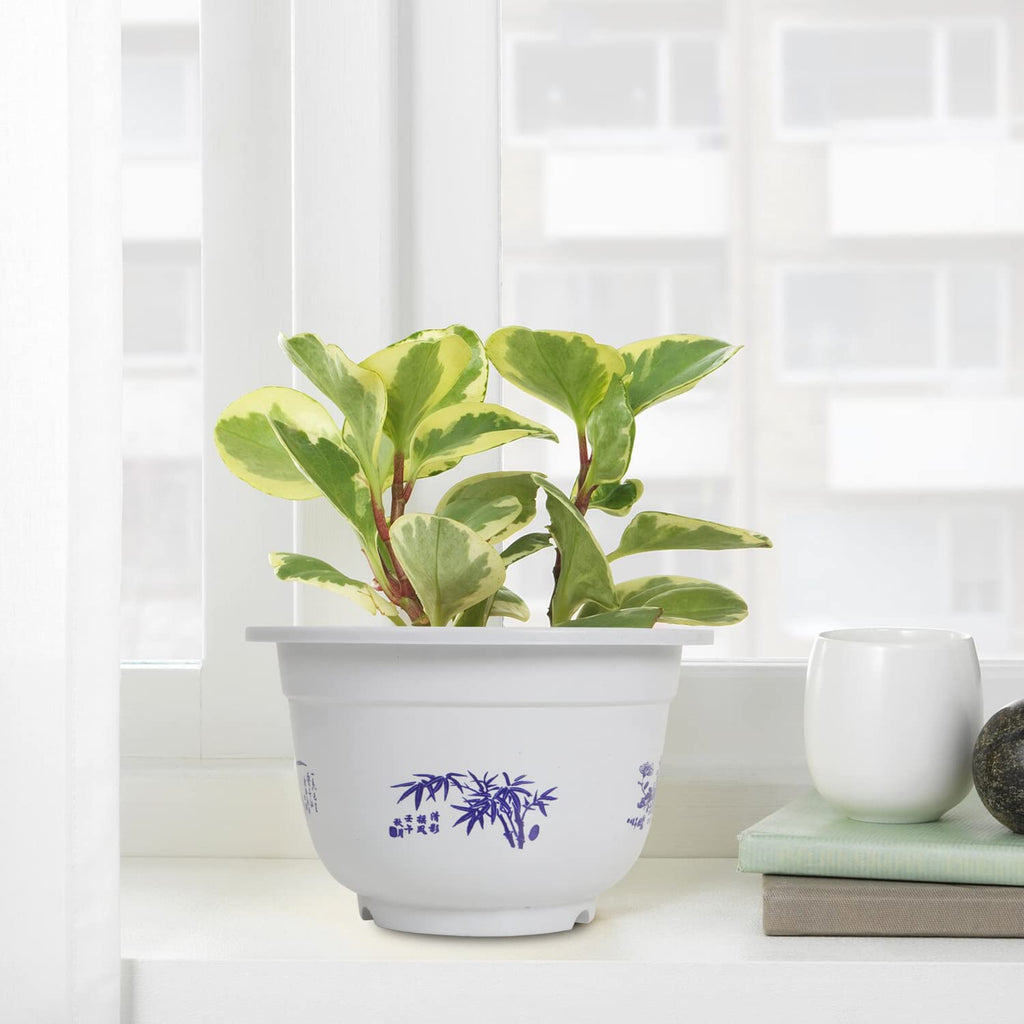 Avtoit | Plastic flower pot with bamboo motif – Elegant planter for balcony and garden