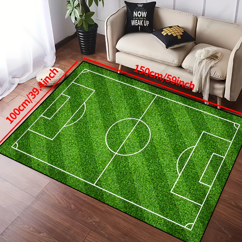 Avtoit | Football Field Pattern Carpet - non-slip washable lounge mats for living room, bedroom, garden or gaming room