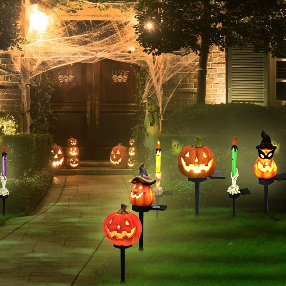 Avtoit | Halloween Solar Lights – Decorative LED Garden Lights with Pumpkin and Witch Designs