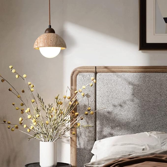 Avtoit | Elegant pendant lamp made of wood and natural marble