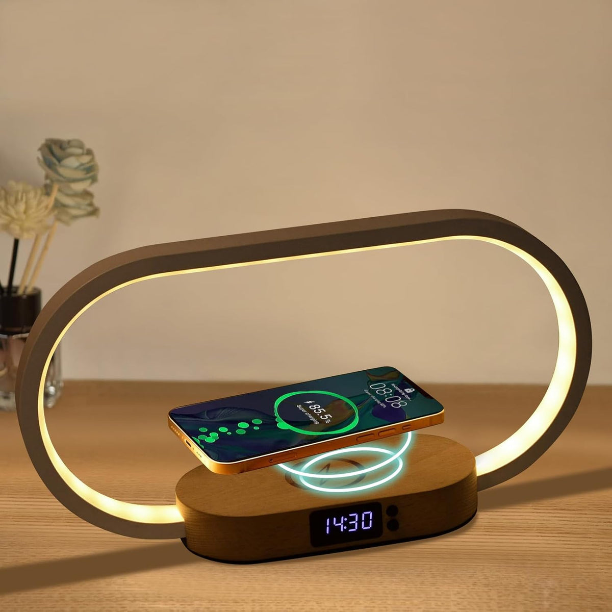 Avtoit | Wireless Charging Bedside Table Lamp with Clock – Lumora