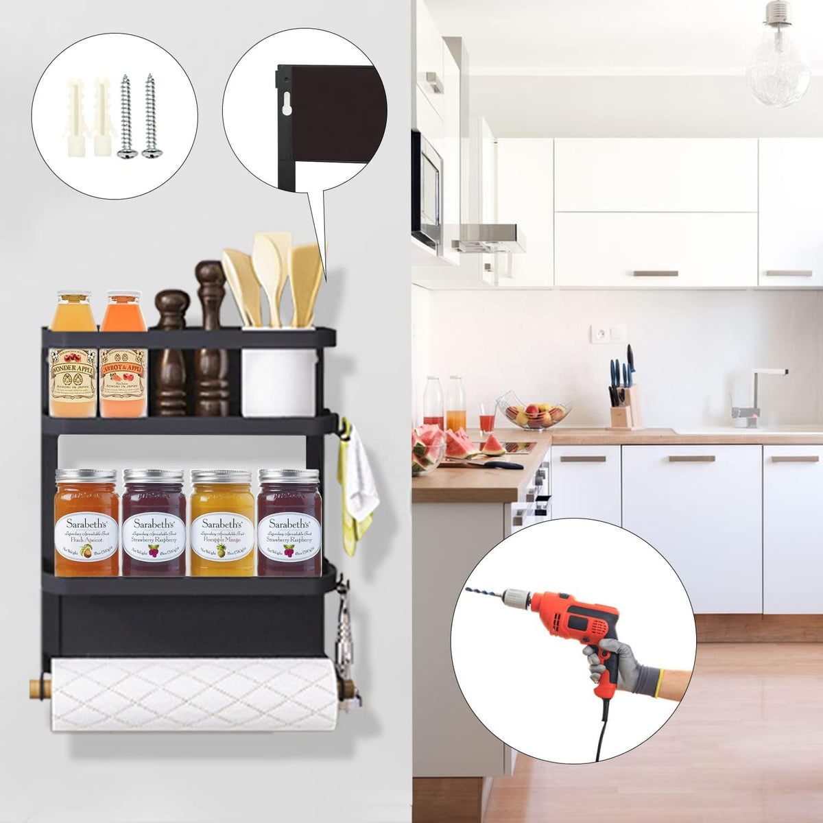 Avtoit | Magnetic Fridge Spice Rack with Paper Towel Holder – Oryden