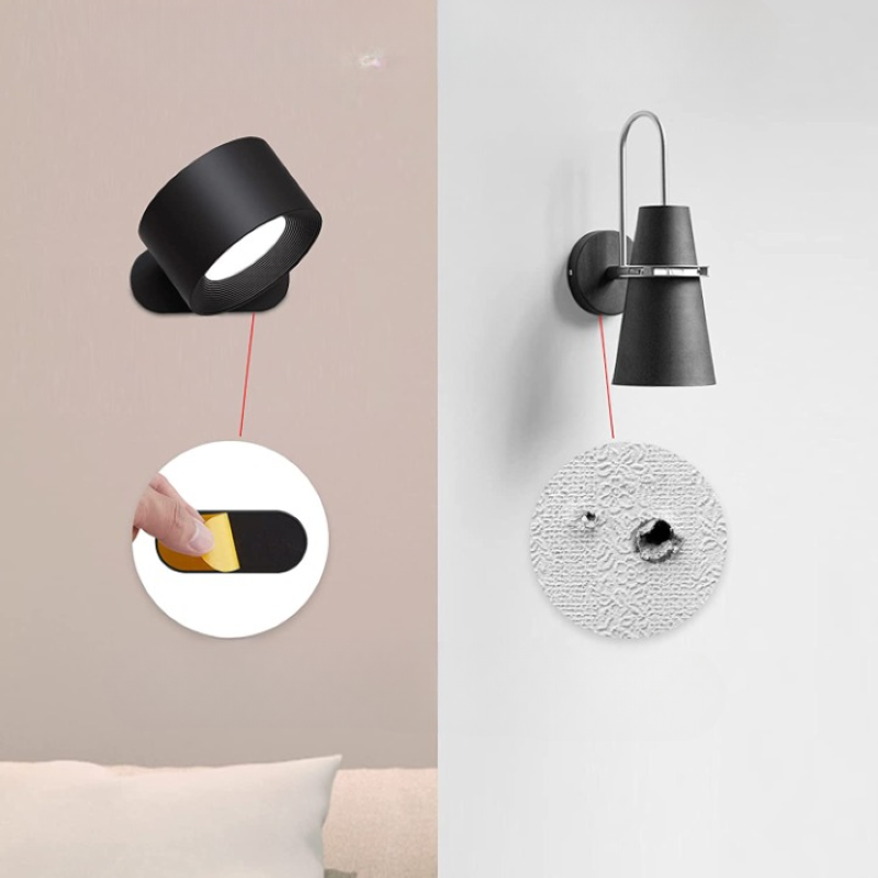 Avtoit | LED Wall Lights, Wall-mounted Lamps with Rechargeable Battery, 3 Color Temperatures & 3 Brightness Levels, 360° Rotatable Magnetic Ball, Wireless Wall Lights for Study, Reading, Nightstand