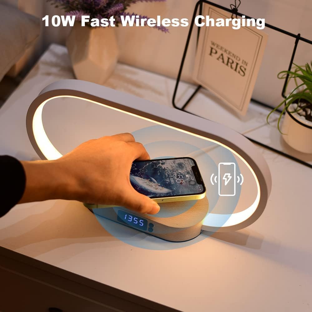 Avtoit | Wireless Charging Bedside Table Lamp with Clock – Lumora
