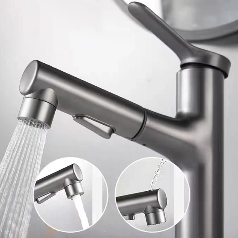 Avtoit | Modern Style Extendable Vessel Faucet Single Handle Low Arc Copper Vessel Faucet