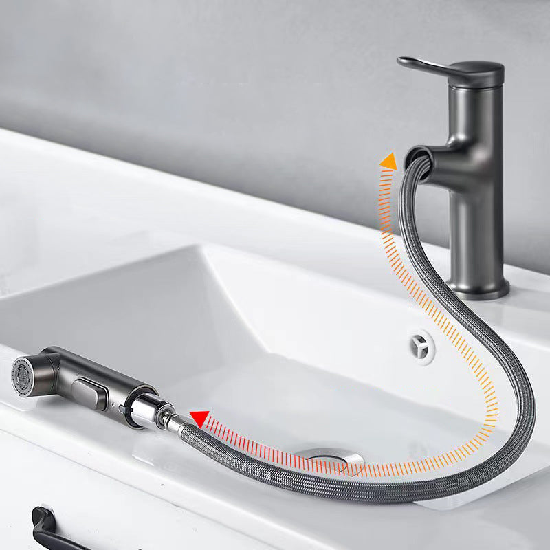 Avtoit | Modern Style Extendable Vessel Faucet Single Handle Low Arc Copper Vessel Faucet