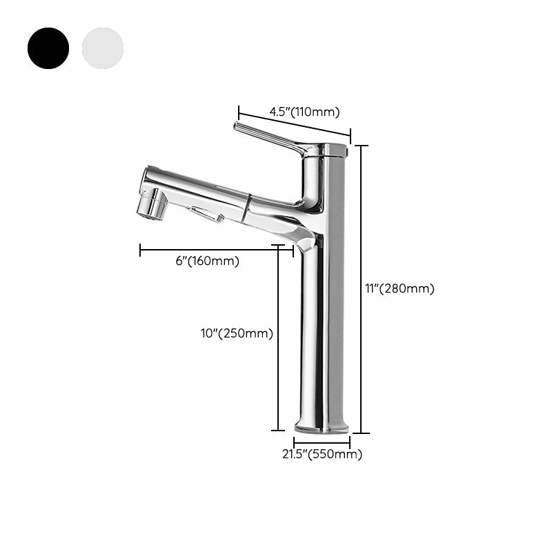 Avtoit | Modern Style Extendable Vessel Faucet Single Handle Low Arc Copper Vessel Faucet