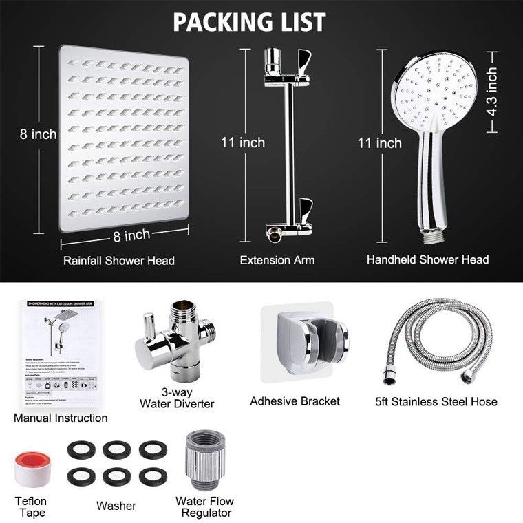 Avtoit | Square Dual Shower Head Traditional Wall Mounted Metal Dual Shower Head