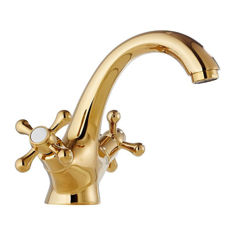 Avtoit | Centered Basin Mixer Single Hole Bathroom Faucet with 2 Cross Handles