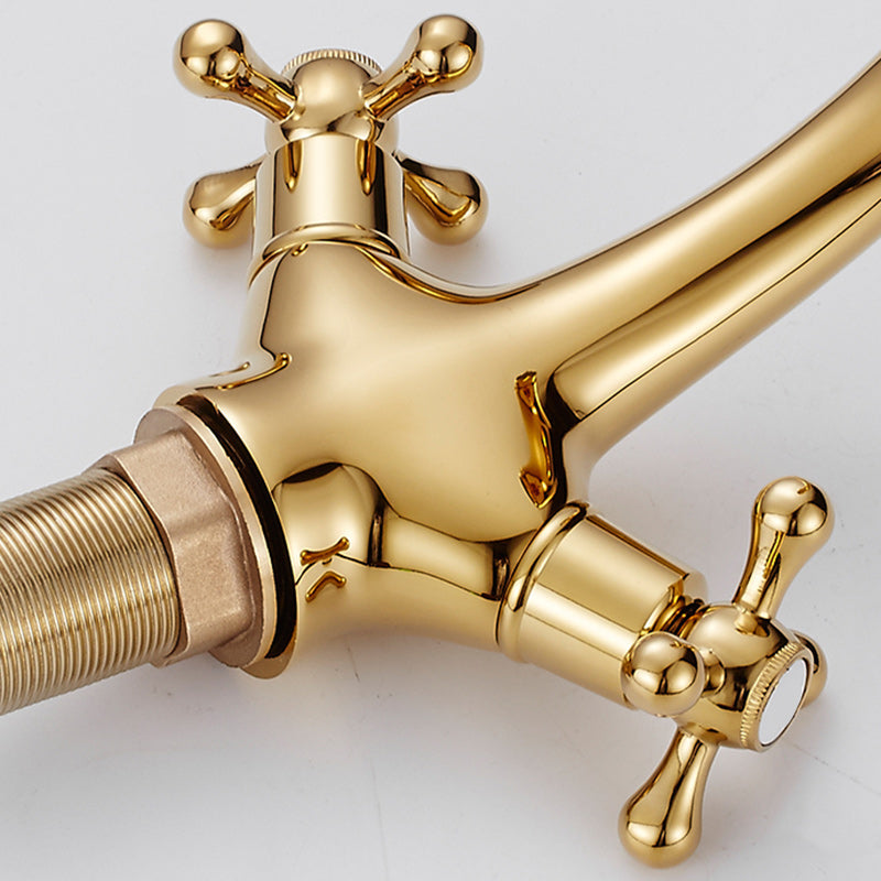 Avtoit | Centered Basin Mixer Single Hole Bathroom Faucet with 2 Cross Handles