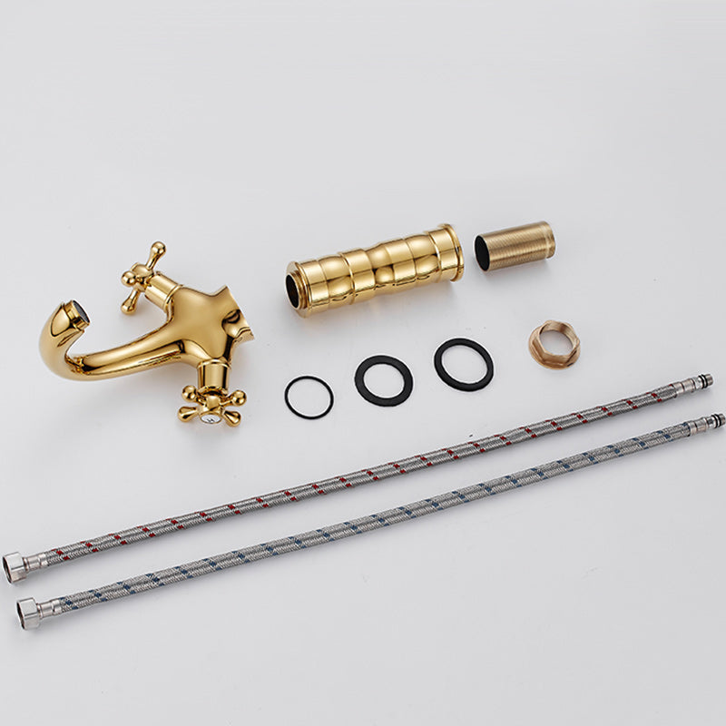 Avtoit | Centered Basin Mixer Single Hole Bathroom Faucet with 2 Cross Handles
