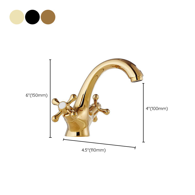 Avtoit | Centered Basin Mixer Single Hole Bathroom Faucet with 2 Cross Handles
