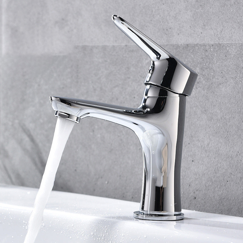 Avtoit | Basic Metal Sink Faucet Silver Bathroom Faucet with Lever Handle