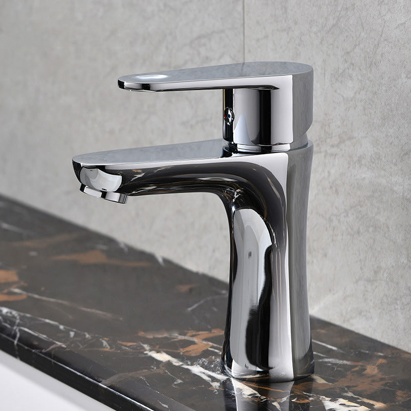 Avtoit | Basic Metal Sink Faucet Silver Bathroom Faucet with Lever Handle