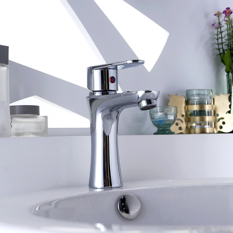 Avtoit | Basic Metal Sink Faucet Silver Bathroom Faucet with Lever Handle