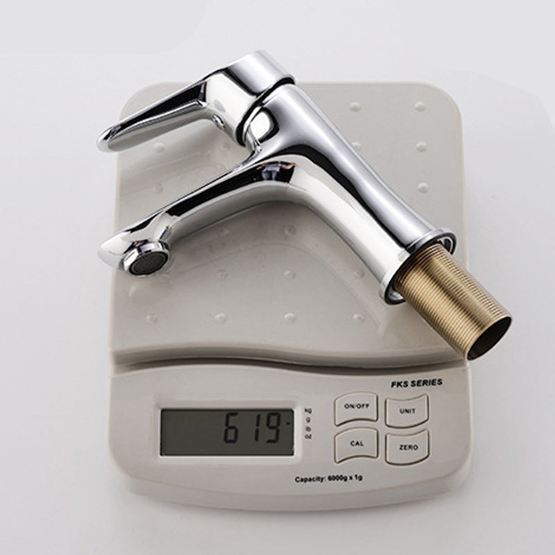 Avtoit | Basic Metal Sink Faucet Silver Bathroom Faucet with Lever Handle