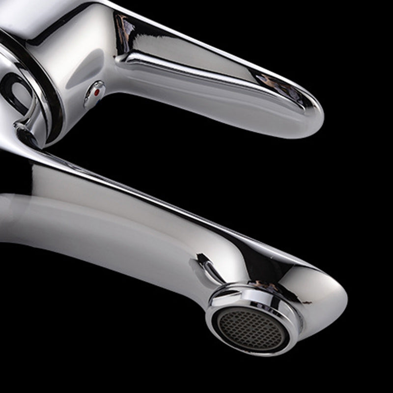 Avtoit | Basic Metal Sink Faucet Silver Bathroom Faucet with Lever Handle