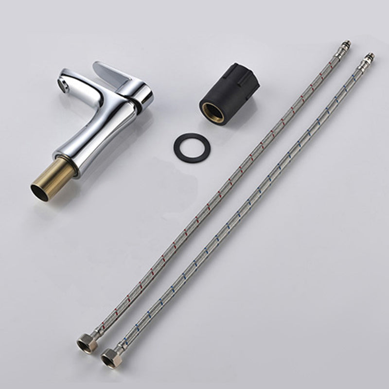Avtoit | Basic Metal Sink Faucet Silver Bathroom Faucet with Lever Handle