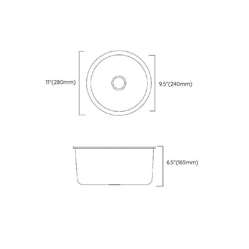 Avtoit | Classic Round Sink Stainless Steel Built-in Sink Non-Slip Round Basin for the Kitchen