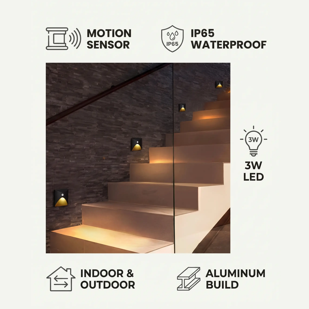Avtoit | LuminiPath - Waterproof IP65 Wall Light - Indoor and Outdoor Wall Light - Motion Sensor Wall Light LED