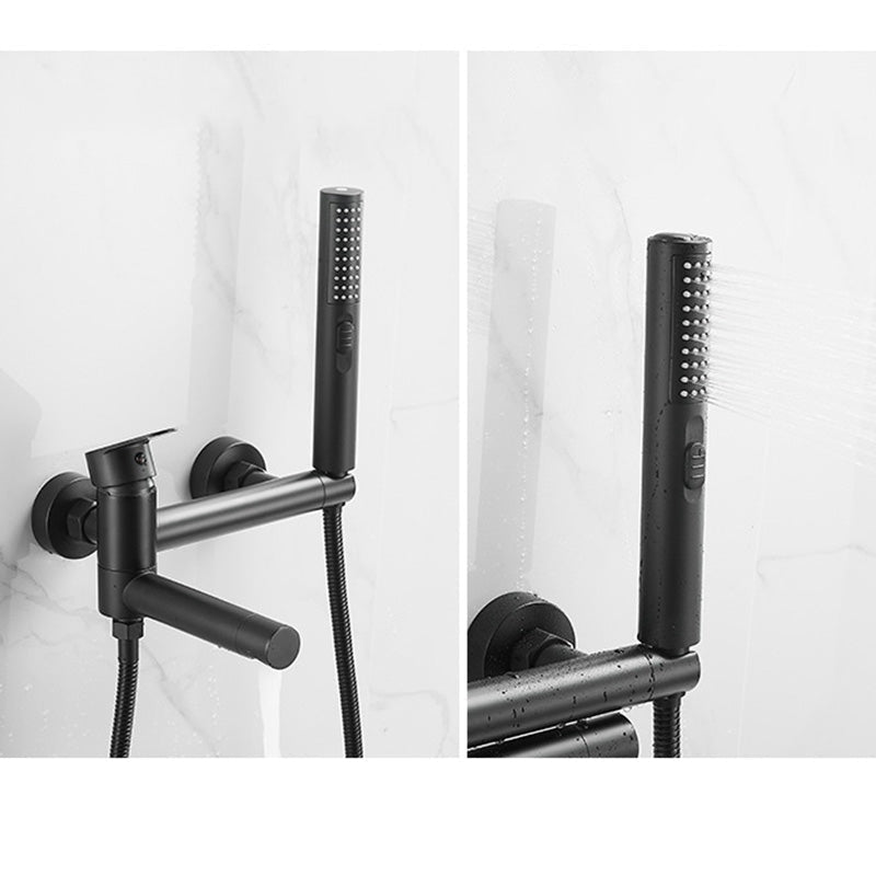 Avtoit | Modern Bathtub Edge Piece Single-Lever Wall-Mounted Bathtub Faucet with Hand Shower
