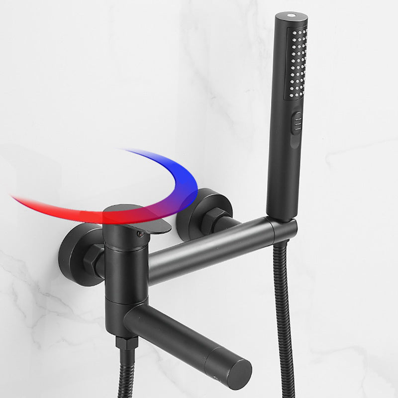 Avtoit | Modern Bathtub Edge Piece Single-Lever Wall-Mounted Bathtub Faucet with Hand Shower