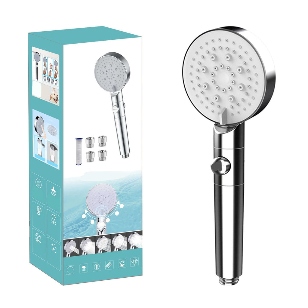 Avtoit | Round Handheld Shower Head Plastic Adjustable Spray Pattern Shower Head for Home