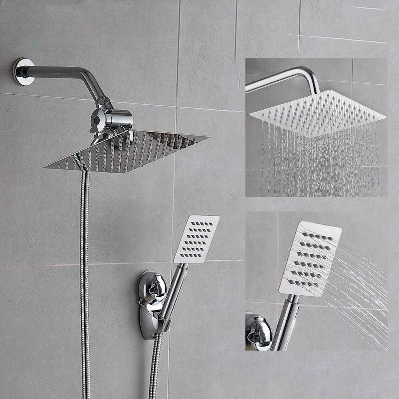 Avtoit | Silver Square Double Shower Head Modern Water Filtration Wall-Mounted Shower Head