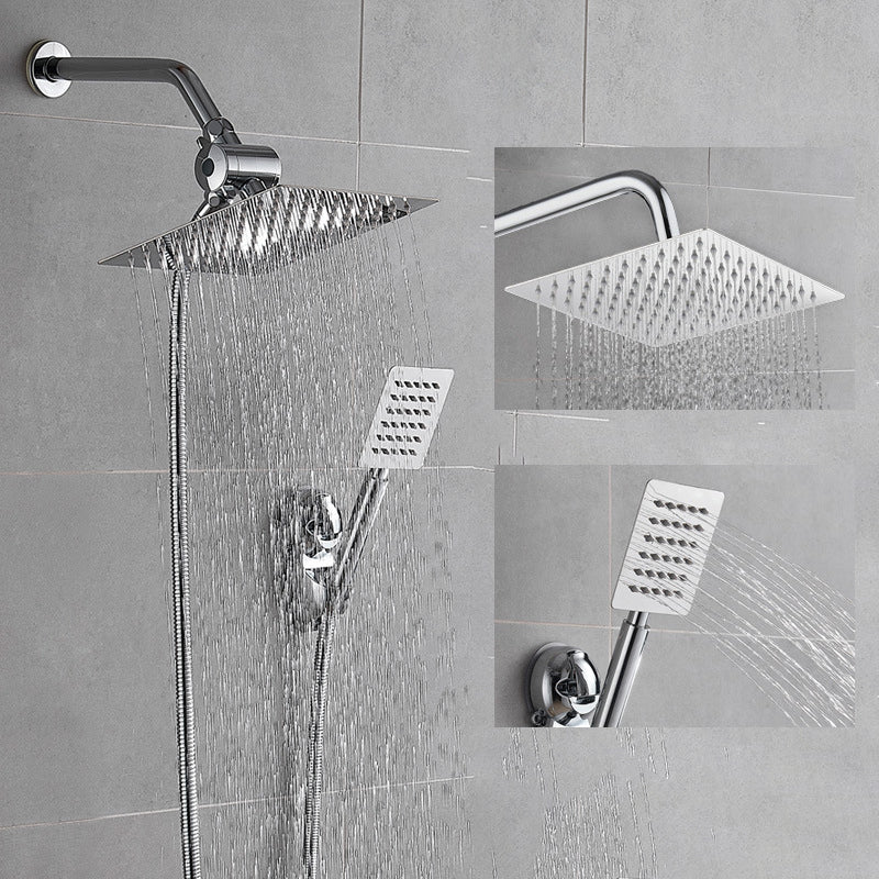 Avtoit | Silver Square Double Shower Head Modern Water Filtration Wall-Mounted Shower Head