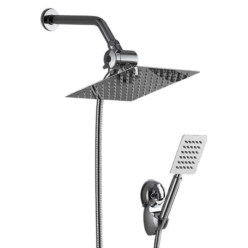 Avtoit | Silver Square Double Shower Head Modern Water Filtration Wall-Mounted Shower Head