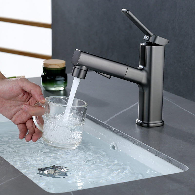 Avtoit | Modern bathroom sink faucet with brass lever handles and swivel spout