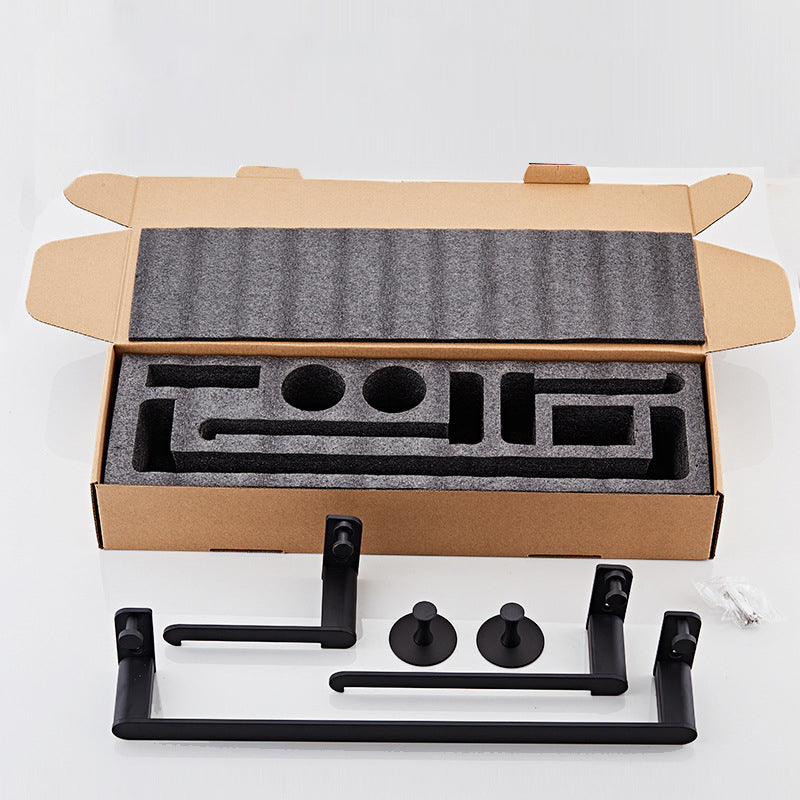 Avtoit | Metal Bathroom Set 5-piece Modern Style Black Bathroom Accessories Set