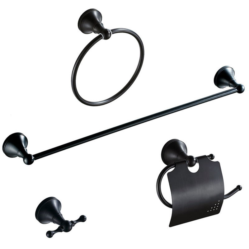Avtoit | Metal Bathroom Set 4-piece Traditional Style Black Bathroom Accessory Set