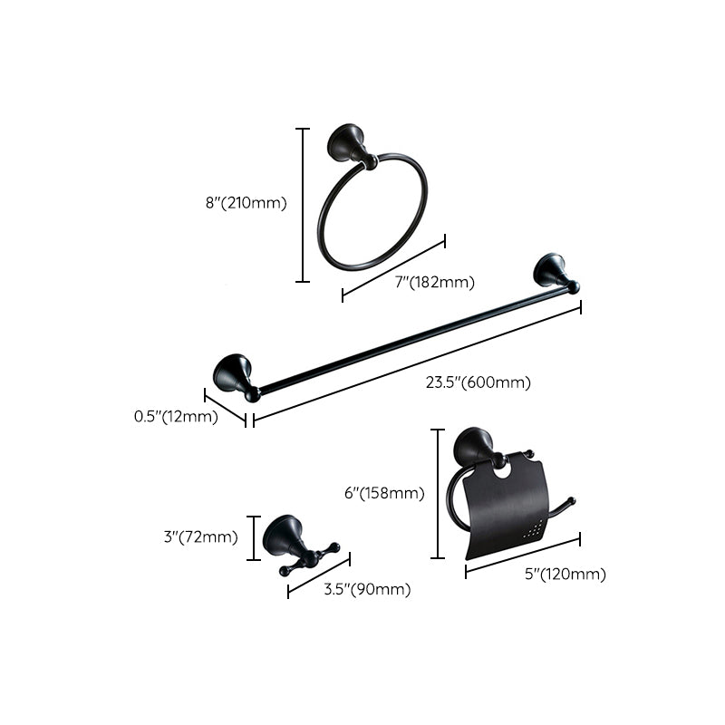 Avtoit | Metal Bathroom Set 4-piece Traditional Style Black Bathroom Accessory Set