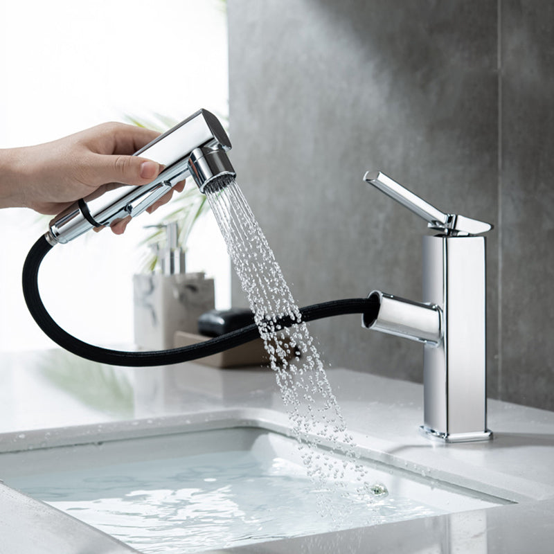 Avtoit | Contemporary Vessel Sink Faucet Copper Single Handle Low Arc Pull Down Vessel Faucet