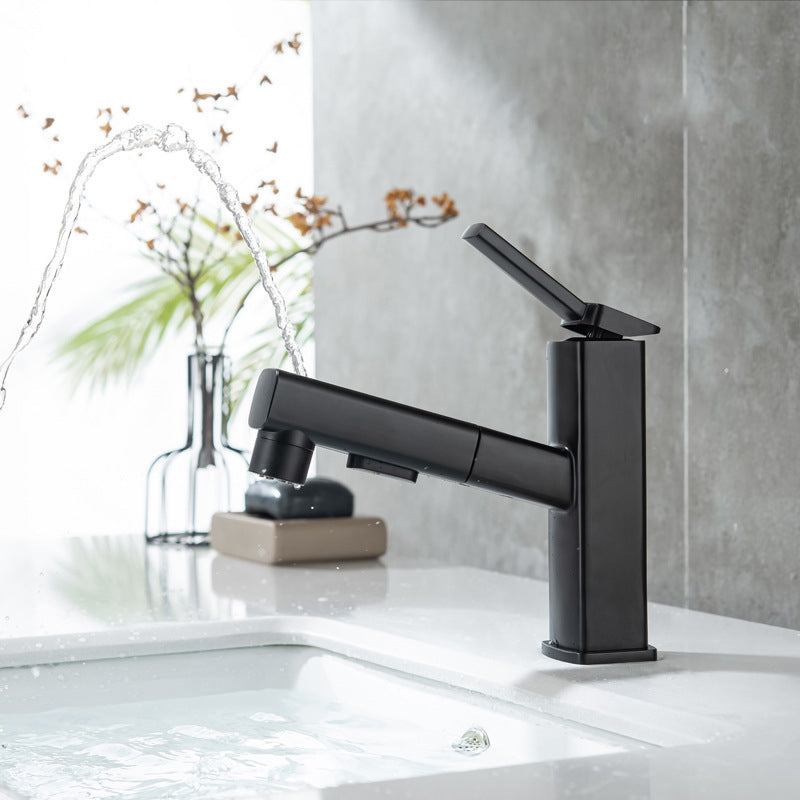Avtoit | Contemporary Vessel Sink Faucet Copper Single Handle Low Arc Pull Down Vessel Faucet