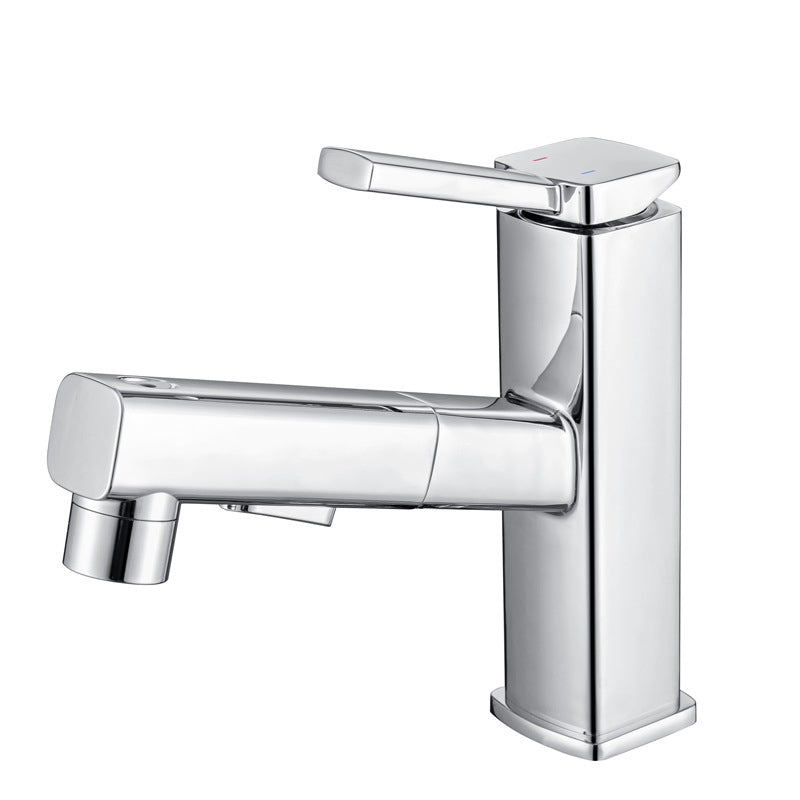 Avtoit | Contemporary Vessel Sink Faucet Copper Single Handle Low Arc Pull Down Vessel Faucet