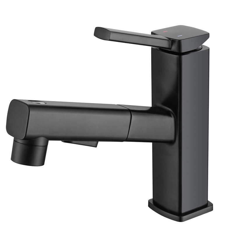 Avtoit | Contemporary Vessel Sink Faucet Copper Single Handle Low Arc Pull Down Vessel Faucet