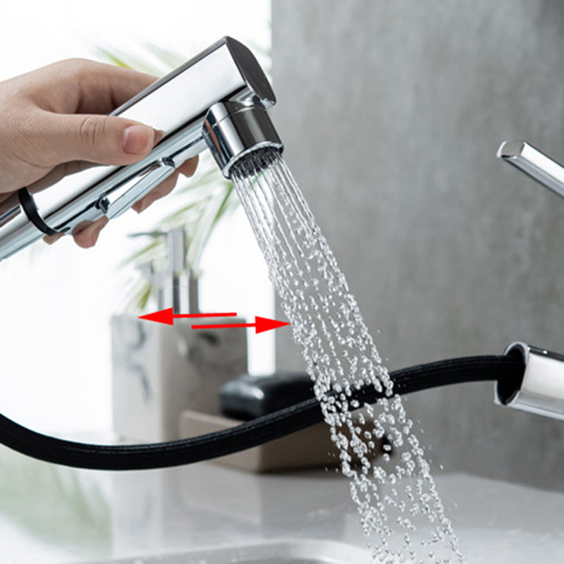Avtoit | Contemporary Vessel Sink Faucet Copper Single Handle Low Arc Pull Down Vessel Faucet