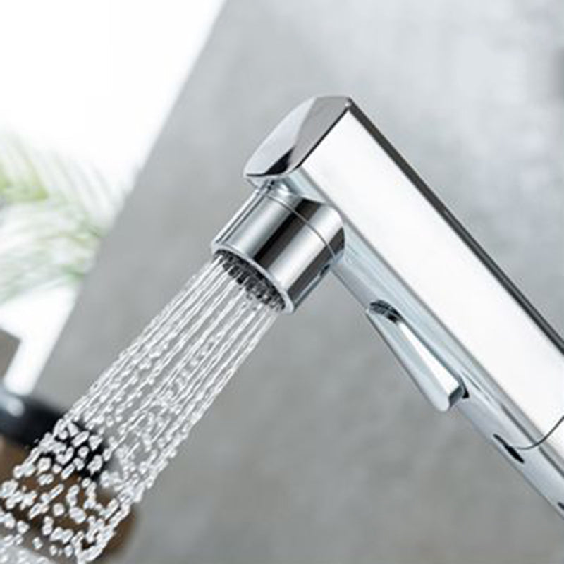 Avtoit | Contemporary Vessel Sink Faucet Copper Single Handle Low Arc Pull Down Vessel Faucet