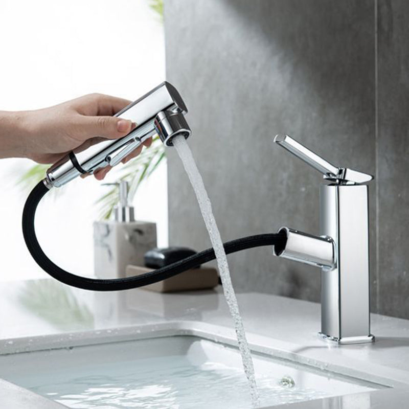 Avtoit | Contemporary Vessel Sink Faucet Copper Single Handle Low Arc Pull Down Vessel Faucet