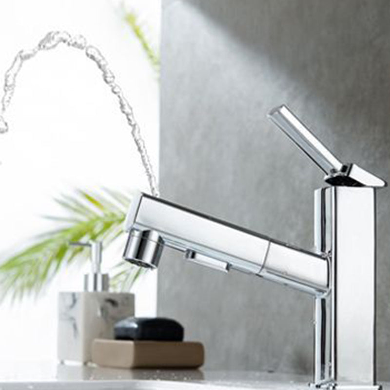 Avtoit | Contemporary Vessel Sink Faucet Copper Single Handle Low Arc Pull Down Vessel Faucet