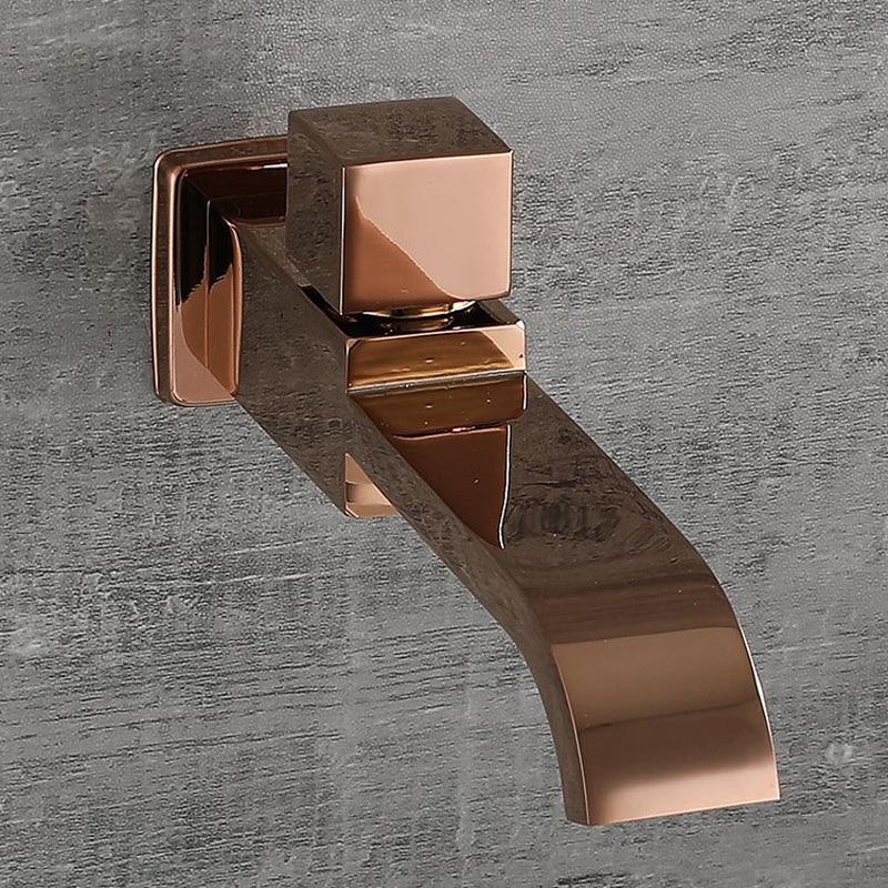 Avtoit | Contemporary Wall Mounted Bathroom Faucet Handle Knob Solid Brass Square Faucet