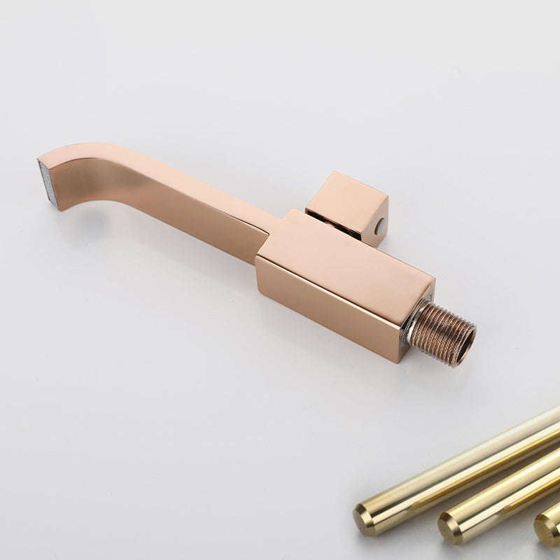 Avtoit | Contemporary Wall Mounted Bathroom Faucet Handle Knob Solid Brass Square Faucet