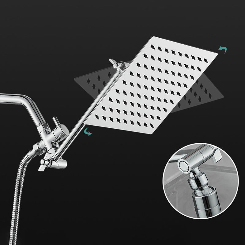 Avtoit | Silver Square Fixed Shower Head Modern Style Wall Mounted Shower Head