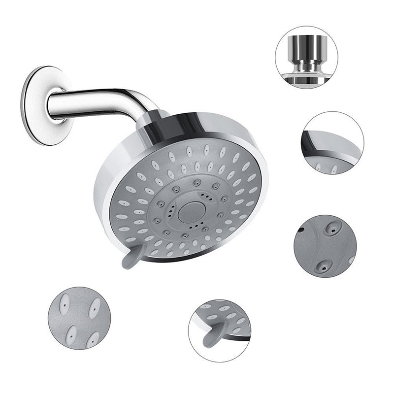 Avtoit | Silver Round Fixed Shower Head Modern Style Wall Mount Shower Head