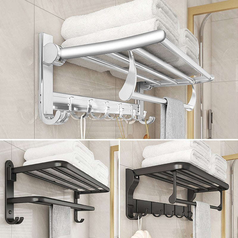Avtoit | Chrome/Black Classic Bathroom Accessory Set Modern Bath Shelf/Towel Bar & Paper Holder