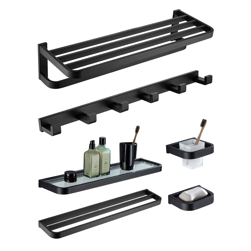 Avtoit | Modern Classic Bathroom Accessories Set in Stainless Steel Matte Black Bathrobe Hook/Towel Ring Bar